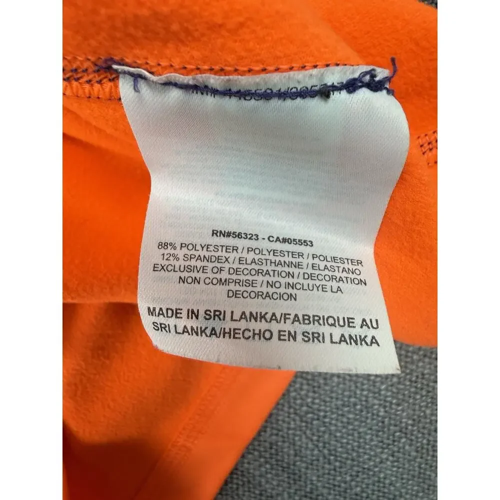 Nike Pro Womens LARGE Orange Navy Geo Print Fleece Lined Half Zip Pullover Top L